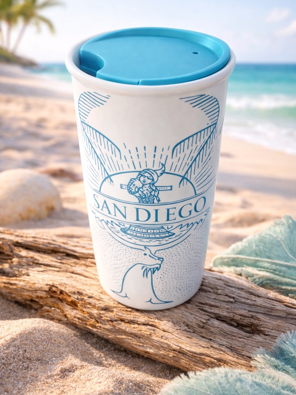RARE STARBUCKS San Diego California Sailor Tattoo Seal  12 Oz Ceramic Mug